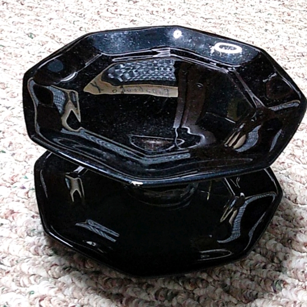 Black glass 2 tier display dish